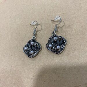 Paparazzi Silver and Black Vintage-Inspired Earrings